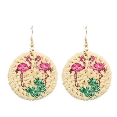 boucles d'oreilles creole flamant rose panier