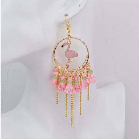 boucle d'oreilles creole flamant rose
