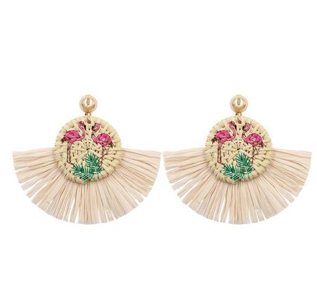 boucles d'oreilles flamant rose tahiti iles tropicales
