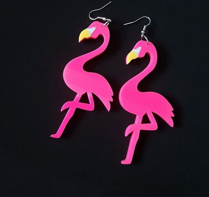 boucles d'oreilles flamant rose party ado