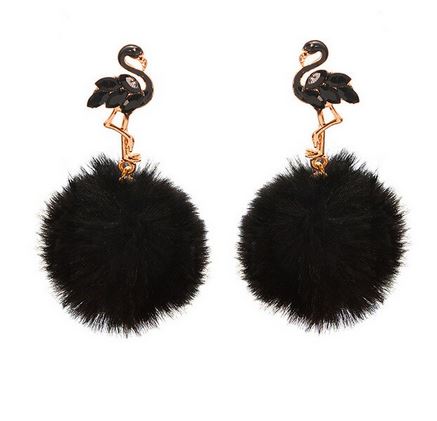 boucles d'oreilles chic flamant rose en pompon