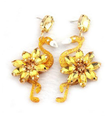 boucles d'oreilles flamant rose or