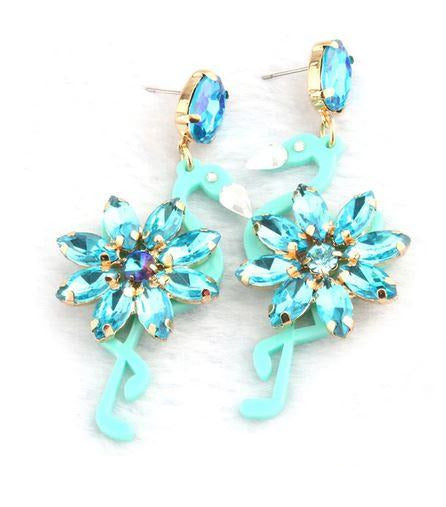 boucles d'oreilles bleu flamant rose en turquoise