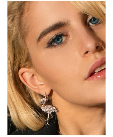 boucle d'oreille asymetrique flamant rose pour fille femme ado