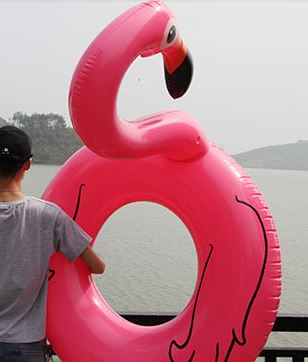 grande bouee flamant rose anneau plage