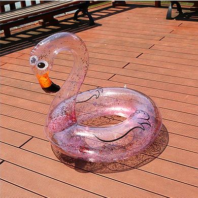 bouee flamant rose geante transparente