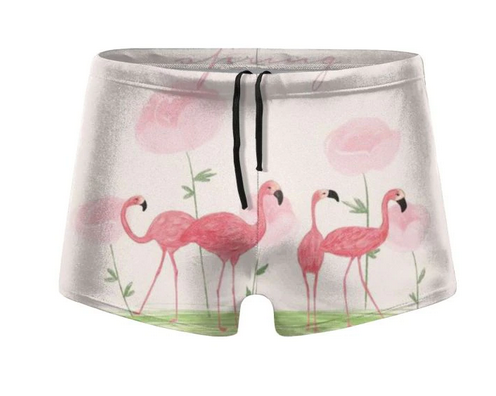 boxer de bain blanc pour homme flamant rose