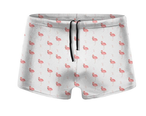 maillot de bain blanc pas transparent pour homme avec flamant rose