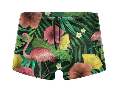 maillot de bain homme motif flamant rose tropical