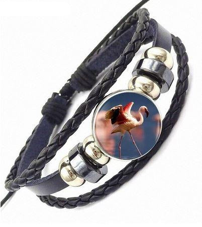 bracelet en cuir pour homme flamant rose