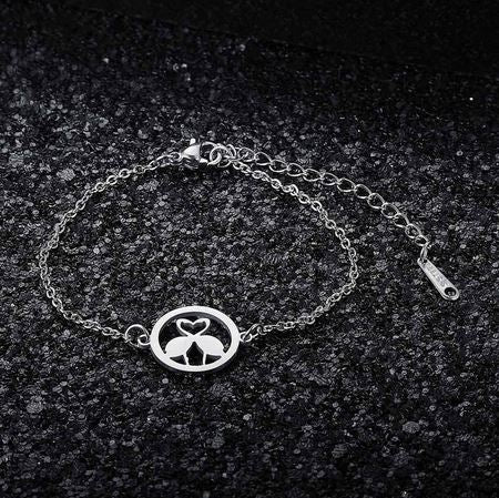 bracelet flamant rose en argent pas cher