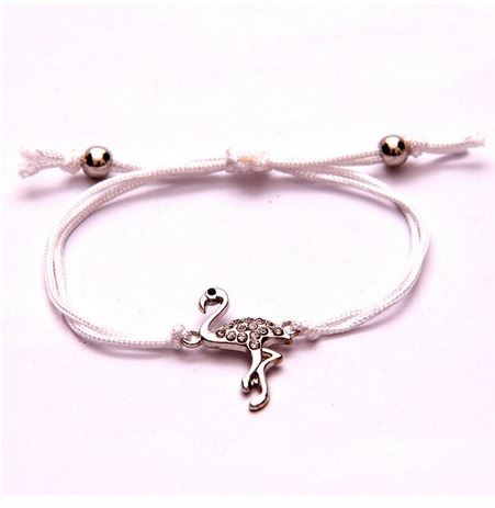 bracelet en cordelette avec flamant rose