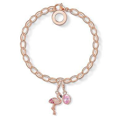bracelet flamant rose en or rose