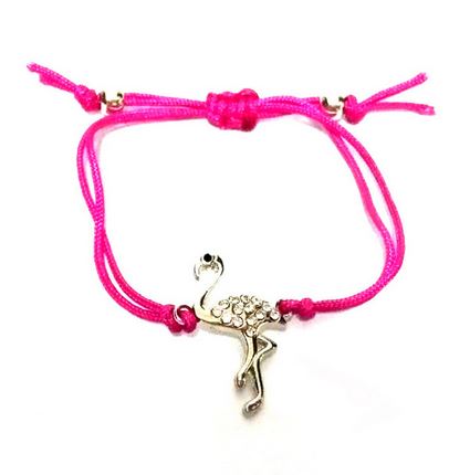 bracelet avec flamant rose en argent cristaux style swarovski