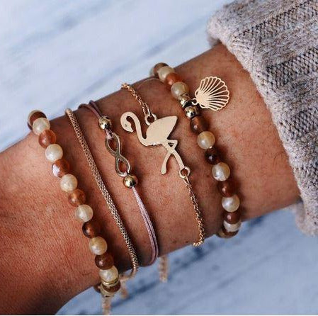 bracelet flamant rose boheme