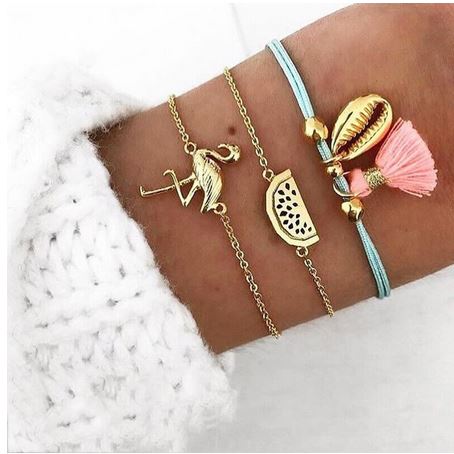 lot de bracelets flamant rose tropical