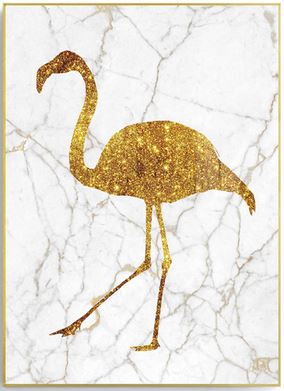 Cadre Flamant Rose Or