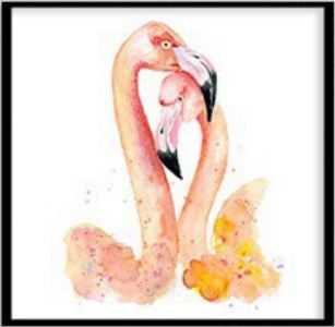 Cadre Tableau Flamant Rose Couple