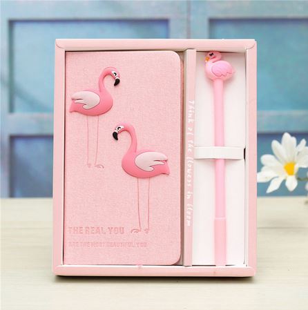 stylo et cahier flamant rose lot pas cher