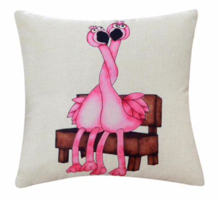 coussin flamant rose amoureux
