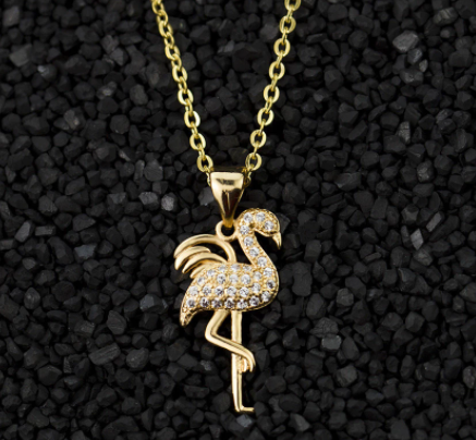plus beau collier flamant rose or