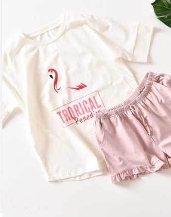 beau pyjama flamant rose tendance pour jeune fille