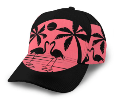 casquette noire flamant rose