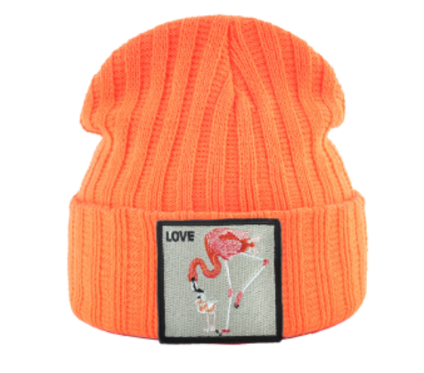 bonnet flamant rose orange
