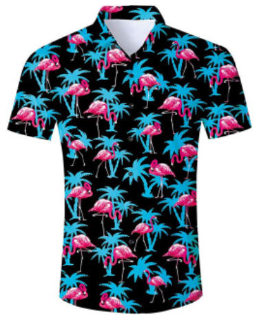 chemise manches courtes flamant rose pour homme
