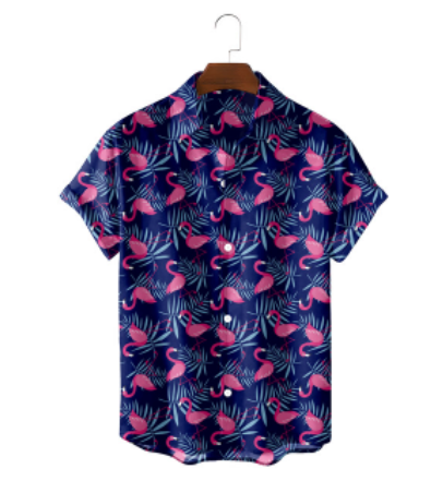 chemise flamant rose bleu marine