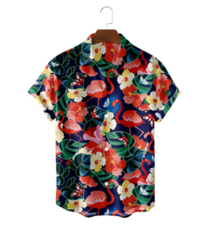 chemise flamant rose hawaienne