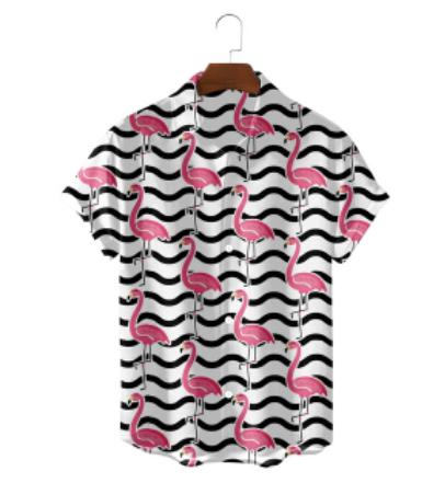 chemise flamant rose rayures