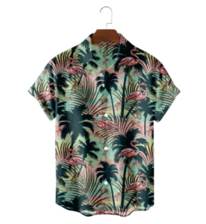 chemise flamant rose palmier
