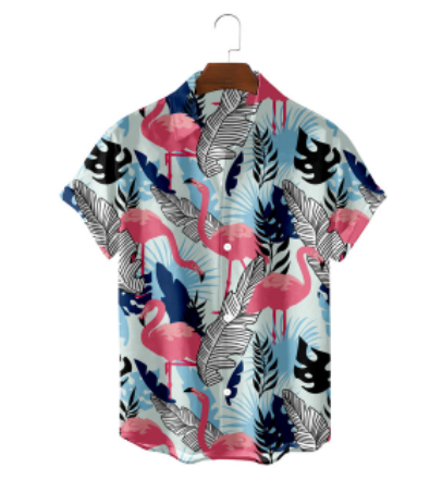 chemise manche courte flamant rose