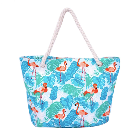 sac toile flamant rose décor tropical