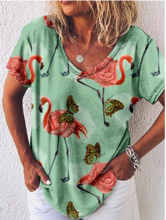 t-shirt flamant rose vert d'eau romantique transparent classe