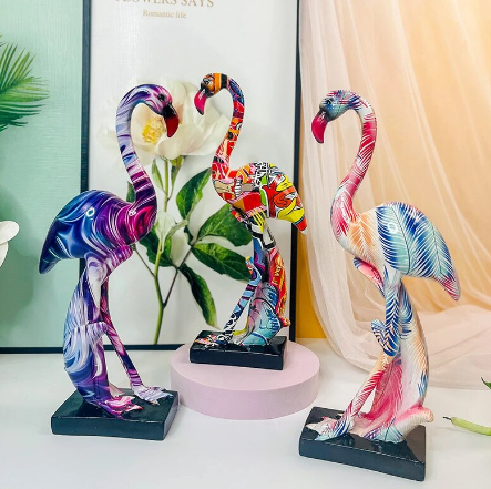 meilleure figurine statuette flamant rose pierre couleurs resine