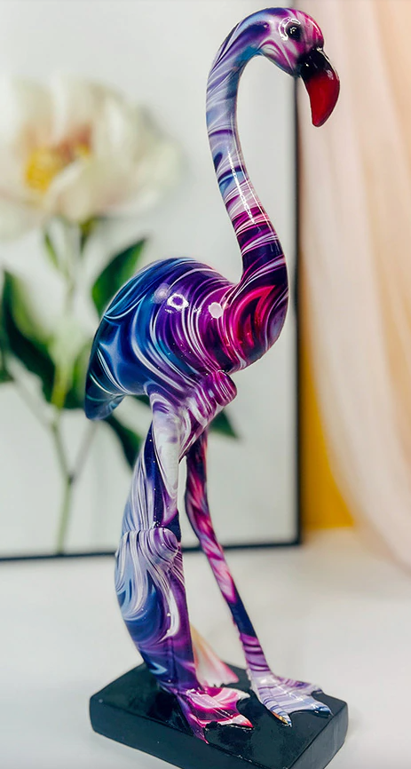 figurine flamant rose resine art deco moderne