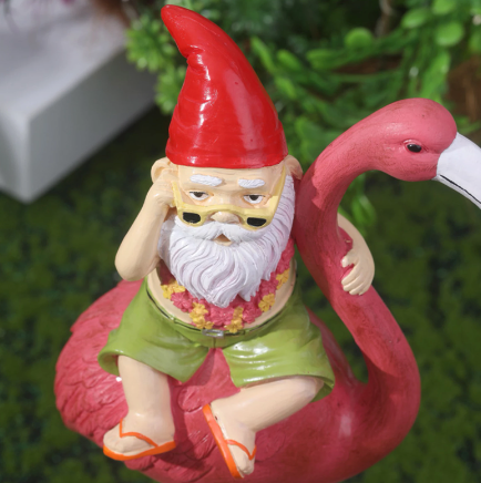 Statue Flamant Rose et Nain de Jardin