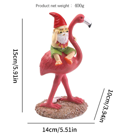 Statue Flamant Rose et Nain de Jardin