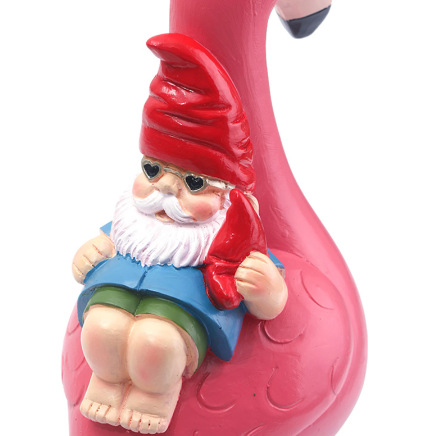 Statue Flamant Rose et Nain de Jardin