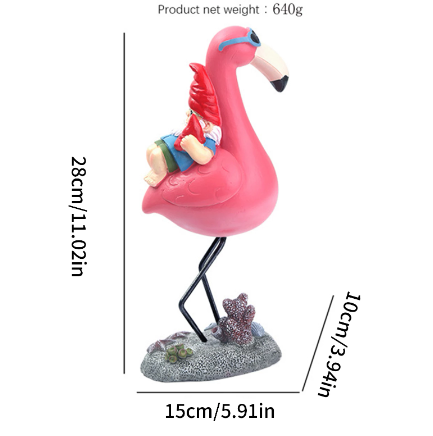 Statue Flamant Rose et Nain de Jardin