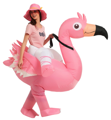 costume gonflable flamant rose