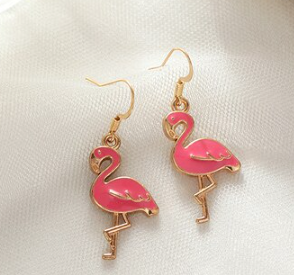 boucle d'oreilles flamant rose fluo tendance ete