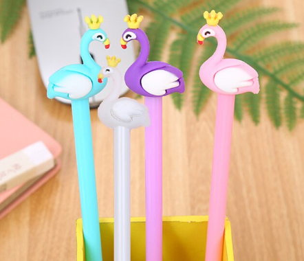 Stylo Flamant Rose Embout Couronne