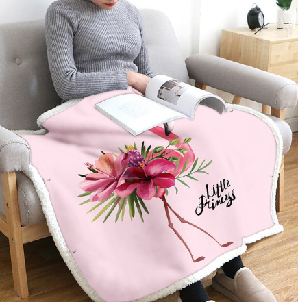 plaid flamant rose fleurs
