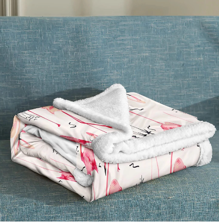 grand plaid imprime flamant rose