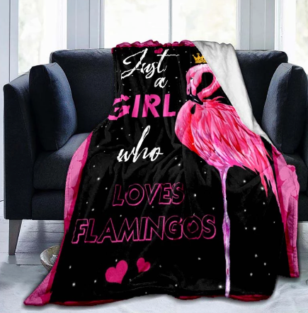 flamant rose sur un plaid
