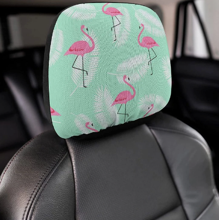 housse appui tete flamant rose