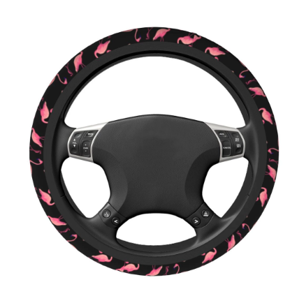 couvre volant de voiture imprime flamant rose